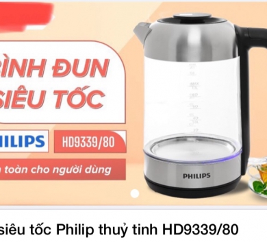 Ấm siêu tốc Philip thuỷ tinh HD9339/80