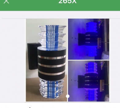 Đèn trụ cổng pha lê sọc xanh 3CĐ X