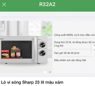 Lò vi sóng Sharp 23 lit màu xám R32A2 