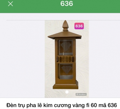 Đèn trụ pha lê kim cương vàng fi 60 mã 636