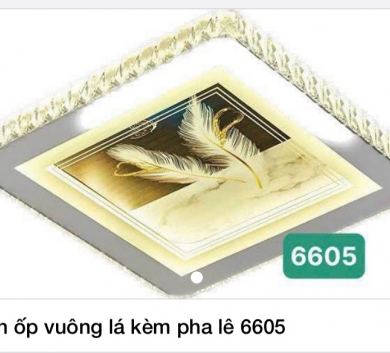 Đèn ốp vuông lá kèm pha lê 6605