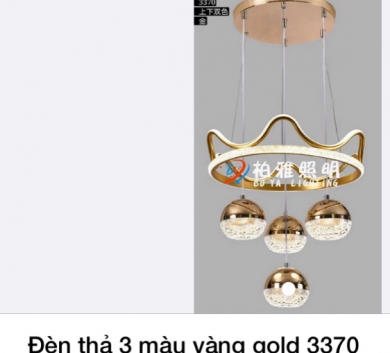 Đèn thả 3 màu vàng gold 3370