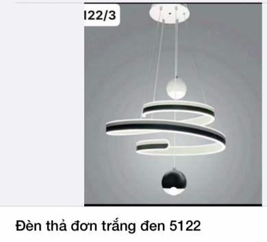 Đèn thả đơn trắng đen 5122