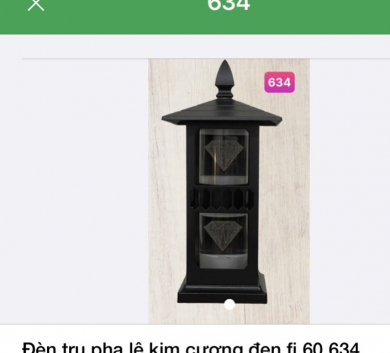 Đèn trụ pha lê kim cương đen fi 60 634