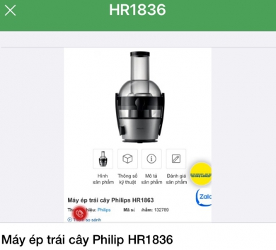 Máy ép trái cây Philip HR1836