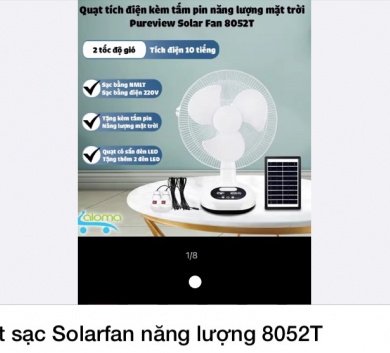 Quạt sạc Solarfan năng lượng 8052T