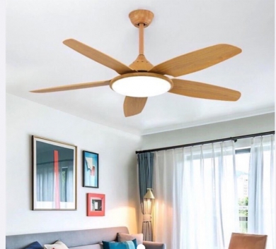 Quạt đèn trần 5 cánh gỗ nhạt 