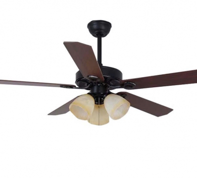Quạt đèn 5 cánh gỗ đậm 3 chao đèn 253