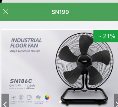 Quạt sàn Hali sải cánh 45cm