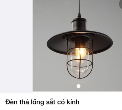 Đèn thả lồng sắt có kính
