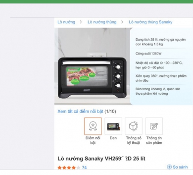 Lò nướng Sanaky 25 lit