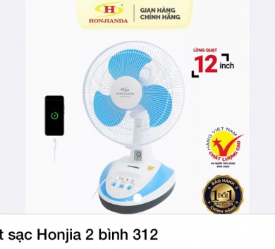 Quạt sạc Honjia 2 bình 312
