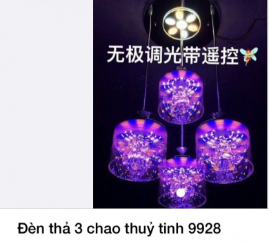 Đèn thả 3 chao thuỷ tinh 9928